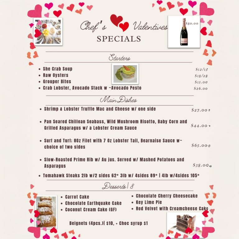 Valentine's Day Specials at St. Johns River Steak & Seafood